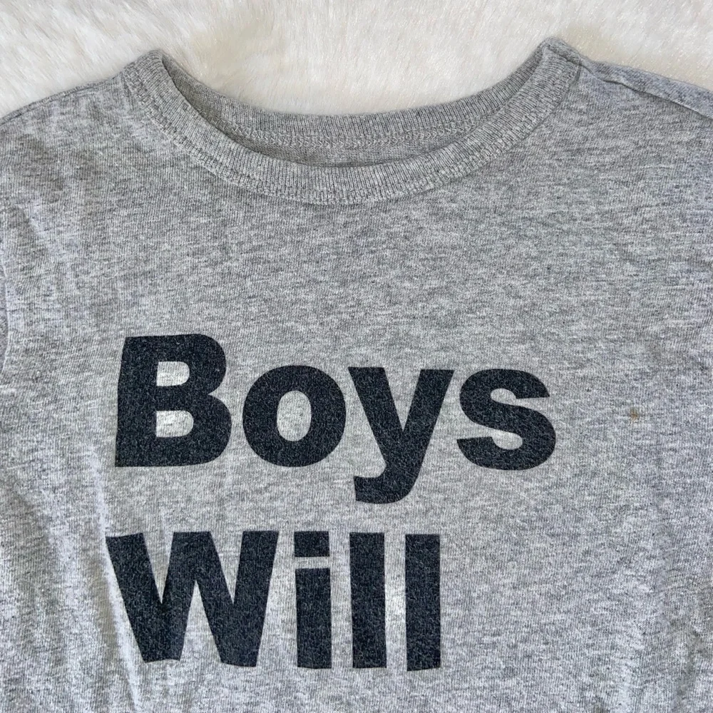 Old Navy grey long sleeve tee shirt Boys Will Be Boys  graphic kids 4T